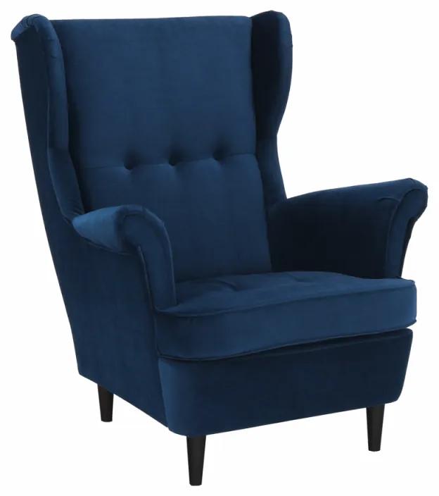 Füles fotel, kék|dió, RUFINO