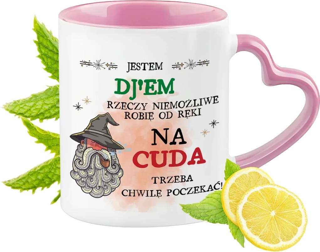 Dj bögre Rózsaszín, szív alakú füllel Kávé ajándék