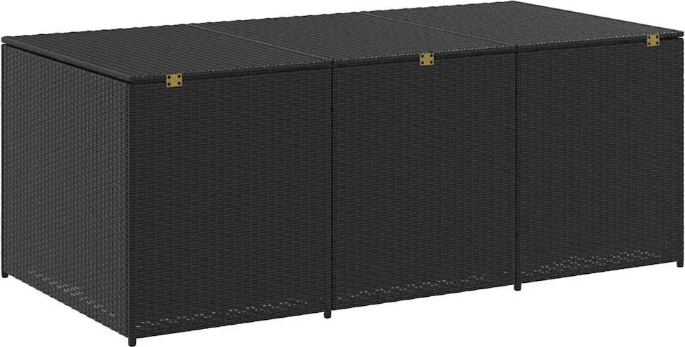 Fekete Polyrattan Kerti Tárolóláda 180 X 90 X 70 Cm