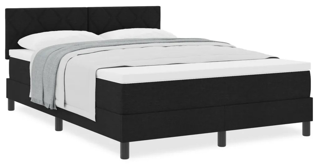 Boxspring Ágy Matraccal Fekete 140x190 cm Szövet