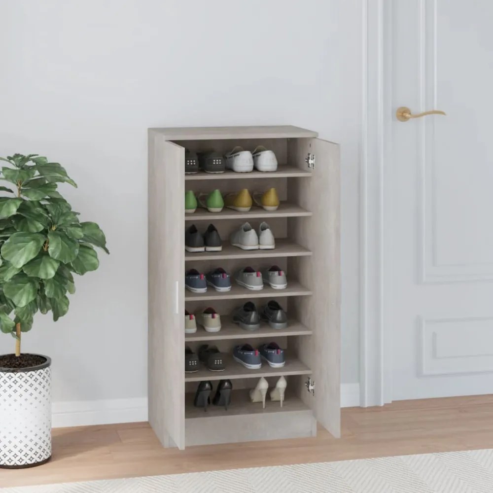 betonszürke szerelt fa cipőszekrény 55 x 35 x 108 cm
