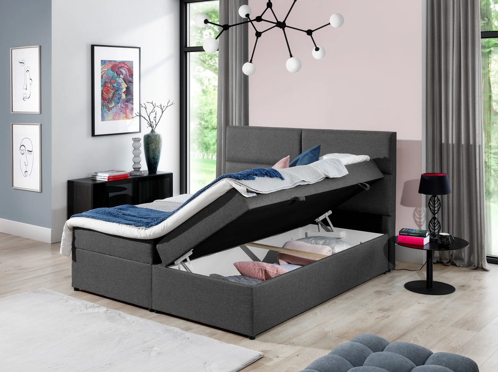Franciaágy Boxspring 160 cm Amebra (világosszürke) (matracokkal és tárolóval). 1025389