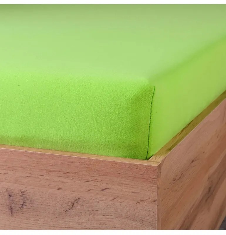 EMI zöld 100% pamutjersey gumis lepedő, 90x200-as lap