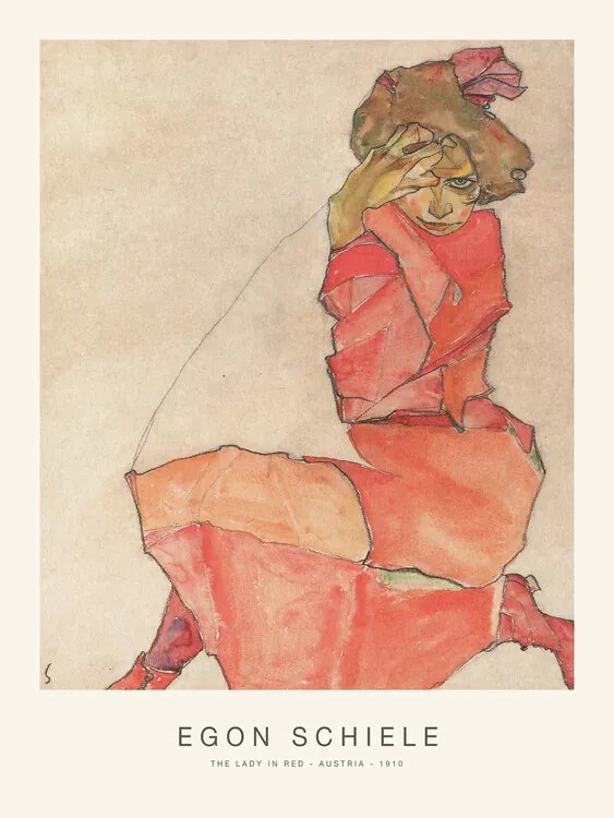 Reprodukció The Lady in Red (Special Edition Female Portrait) - Egon Schiele