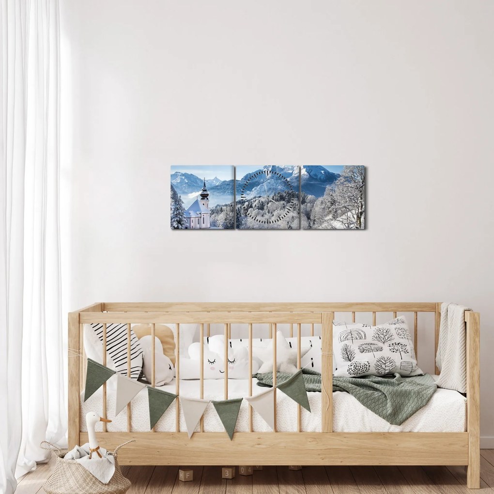 Kép - Egy pillantás a téli tájra (órával) (90x30 cm)