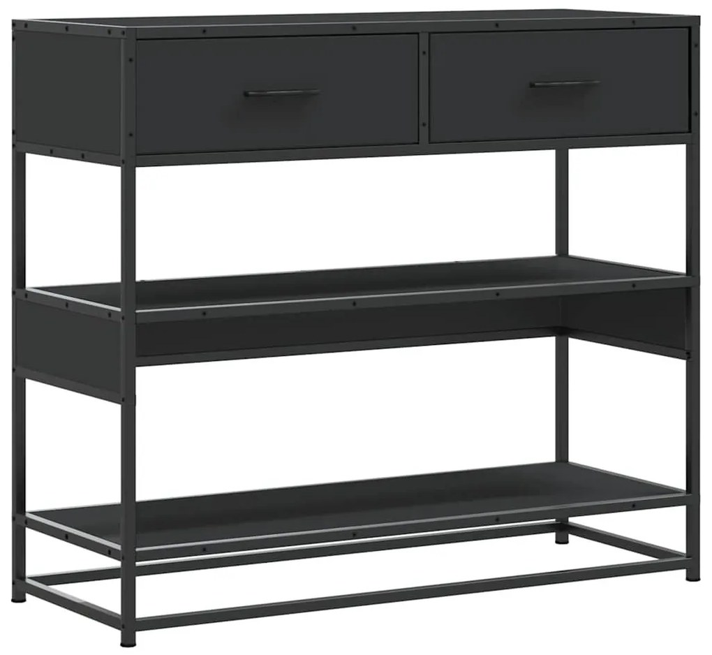 fekete szerelt fa tálalóasztal 90x35x80 cm