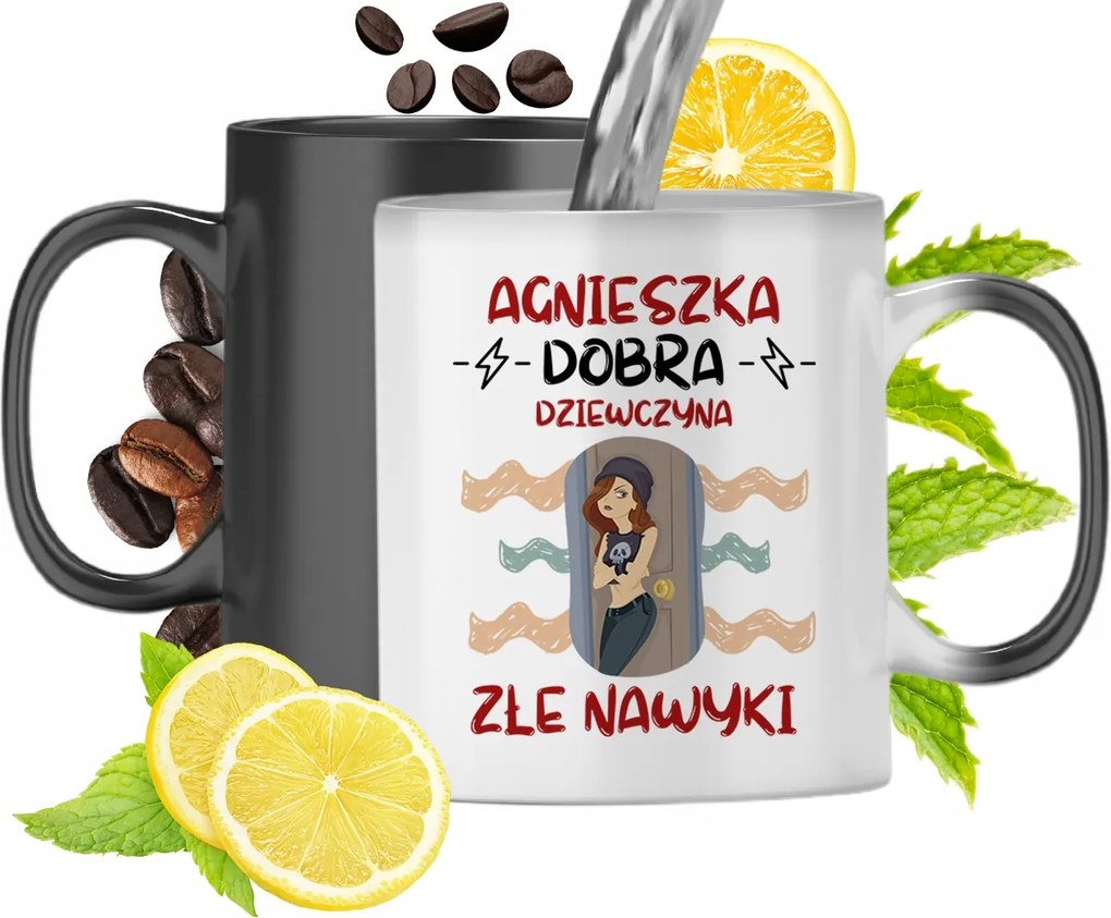 Varázsbögre Ágnesnek Fekete matt nyomott mintával 330ml