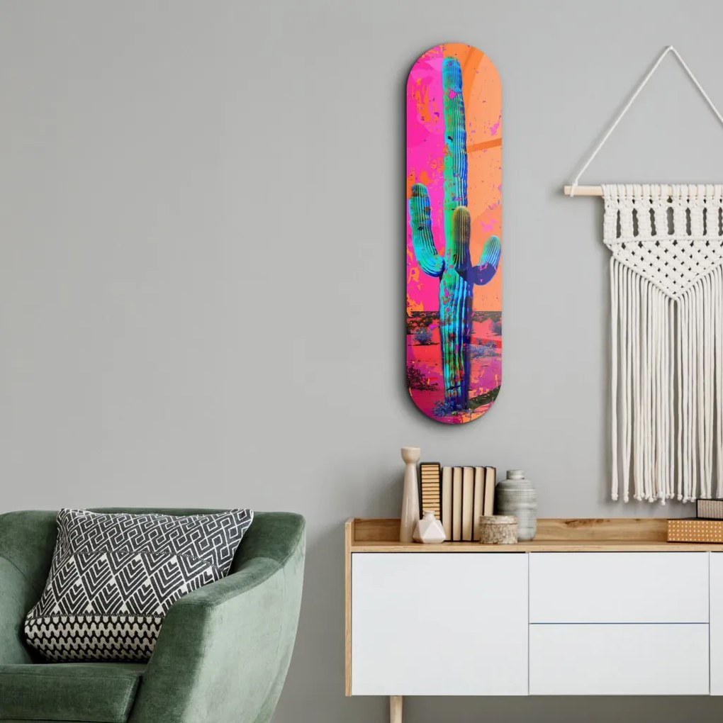 Cactus edzett üvegkép, 20 x 80 cm