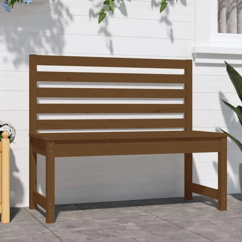 mézbarna tömör fenyőfa kerti pad 109 cm