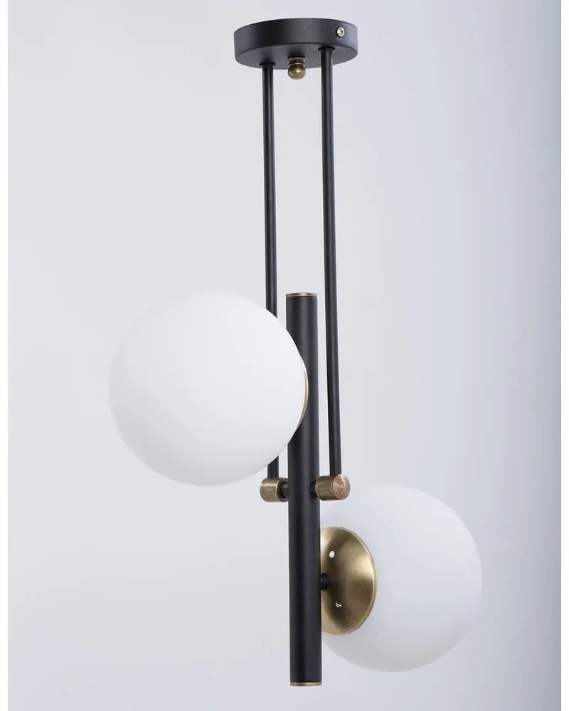 Fekete-fehér mennyezeti lámpa üveg búrával ø 15 cm Libra – Squid Lighting