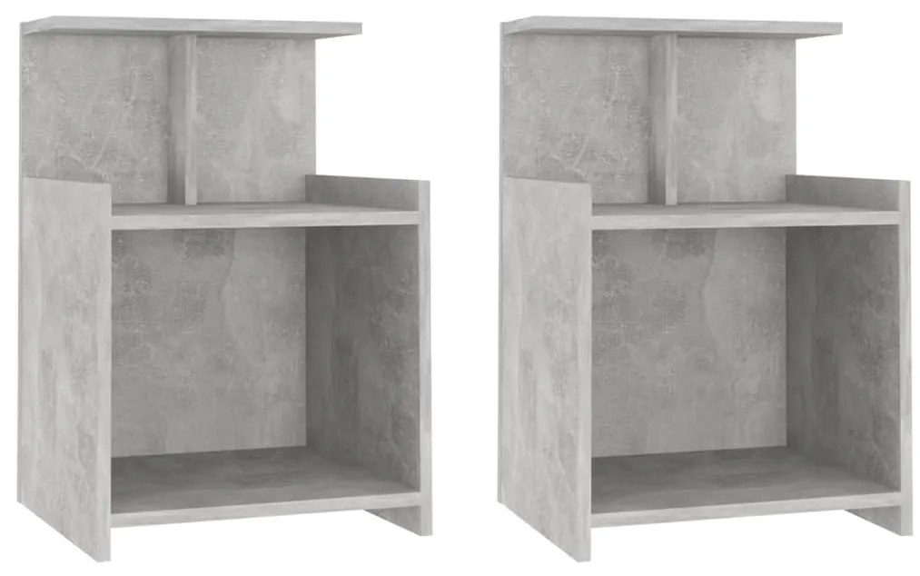 2 db betonszürke szerelt fa éjjeliszekrény 40 x 35 x 60 cm