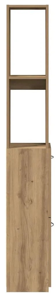 kézműves tölgy színű szerelt fa fürdőszobaszekrény 25x25x170 cm