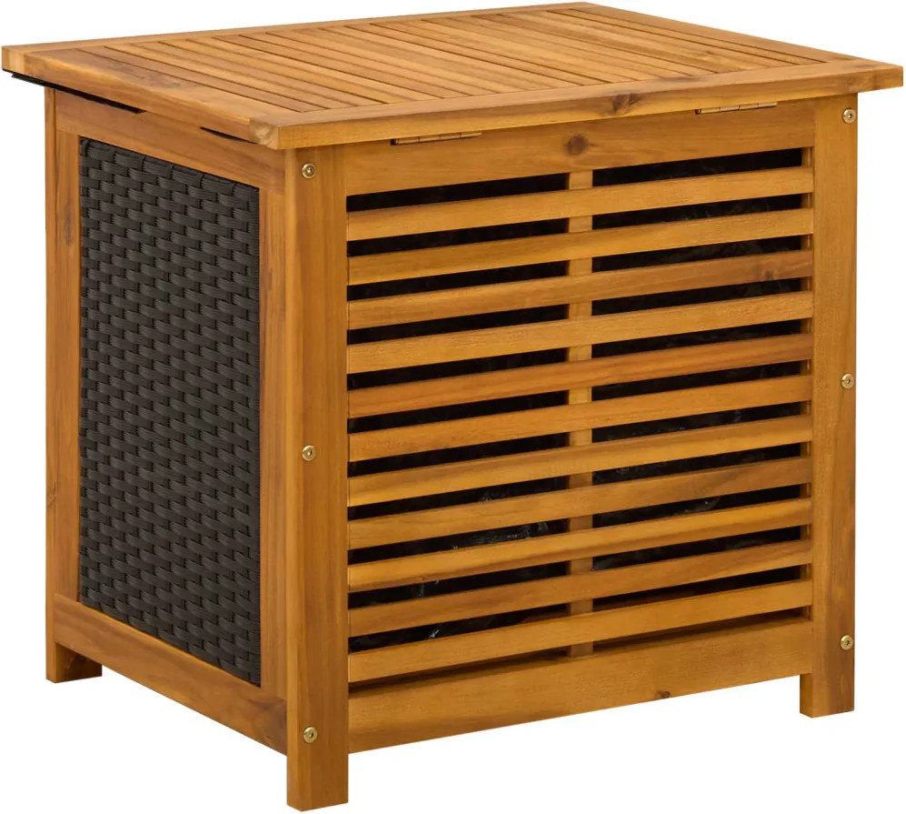 vidaXL Kerti Tároló Doboz 185 L Tömör Akácfa 60 x 50 x 56 cm Fekete