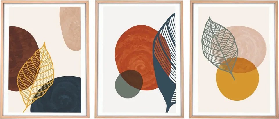 Huhu209 keretezett MDF falikép, 50 x 70 cm, 3 db-os szett