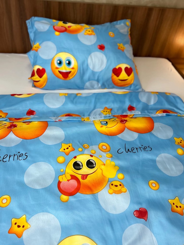Emoji Blue Photo ágynemű Ágynemű mérete: 140x220 cm - cipzáras, A csomag tartalma: Készletcsomagolás