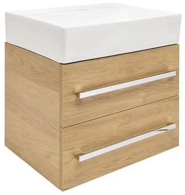SAT Cube Way Fürdőszobaszekrény mosdóval 60x53x46 cm hickory tölgy matt CUBE46602DHSATCWL