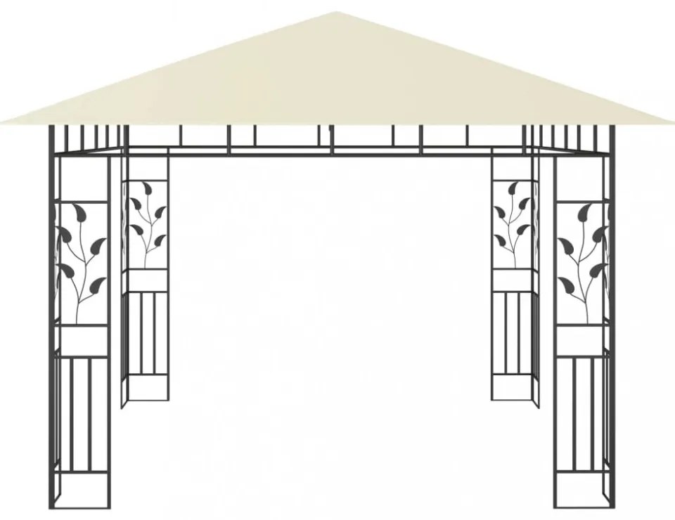 krémszínű pavilon szúnyoghálóval/LED fényfüzérrel 3x3x2,73 m