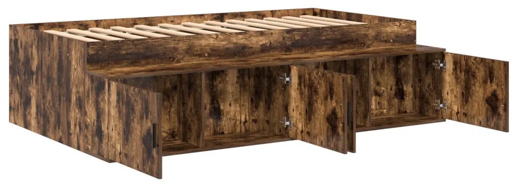 Ágykeret tárolóval tárolóval Füstölt tölgy 100 x 200 cm Faanyag