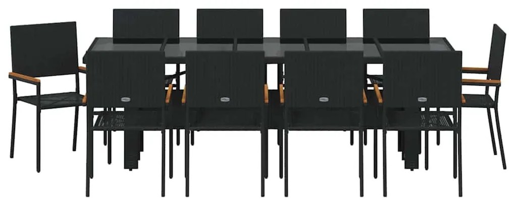 Kert étkező szett 11 pcs Fekete Poli rattan