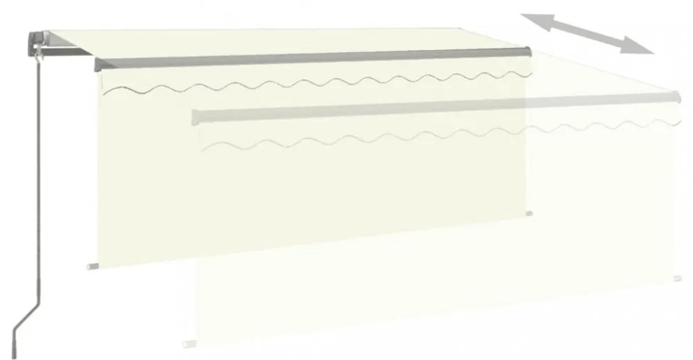 krémszínű LED-es kézzel kihúzható napellenző redőnnyel 3x2,5 m