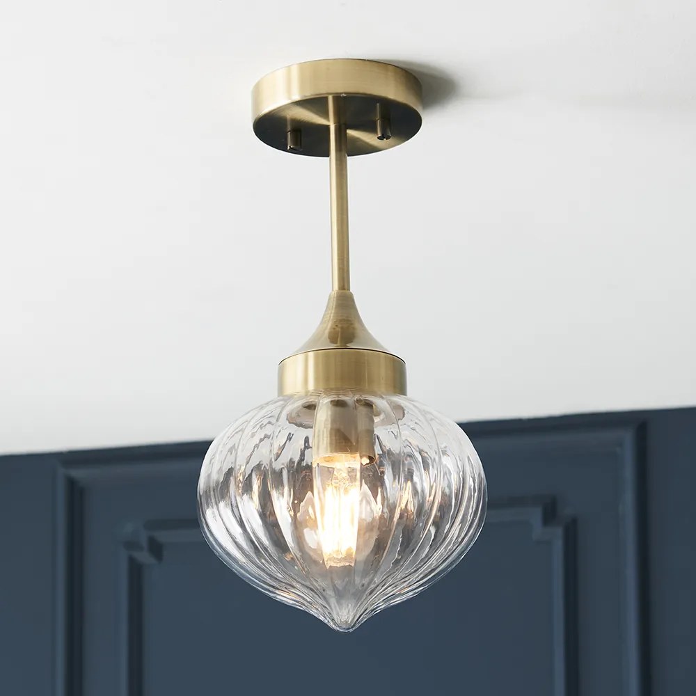 Endon klasszikus mennyezeti lámpa addington antik sárgaréz átlátszó end97684