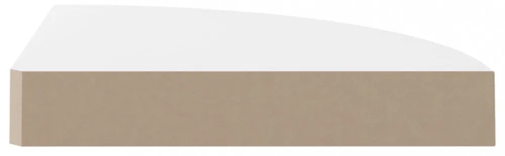 2 db magasfényű fehér MDF lebegő sarokpolc 25 x 25 x 3,8 cm