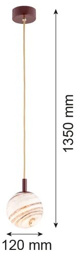 Argon 8452 - Csillár zsinóron ALMIROS 1xE14/7W/230V átm. 12 cm alabástrom barna/arany