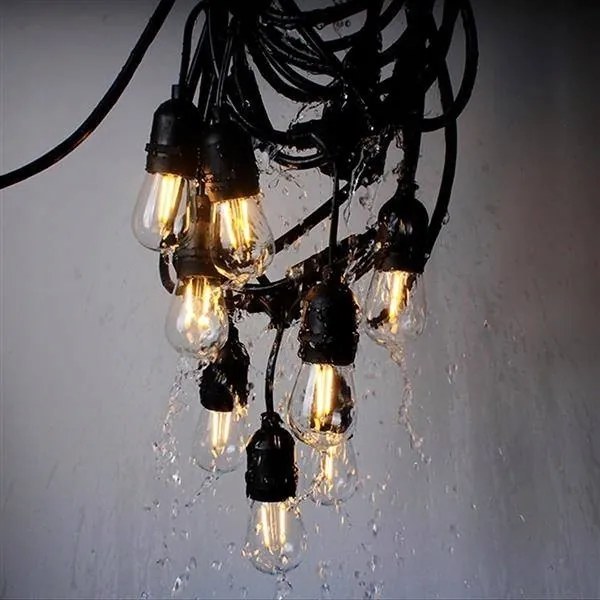 LED kültéri dekorációs fényfüzér 20xE27/1W/230V 11,44 m IP44 fekete
