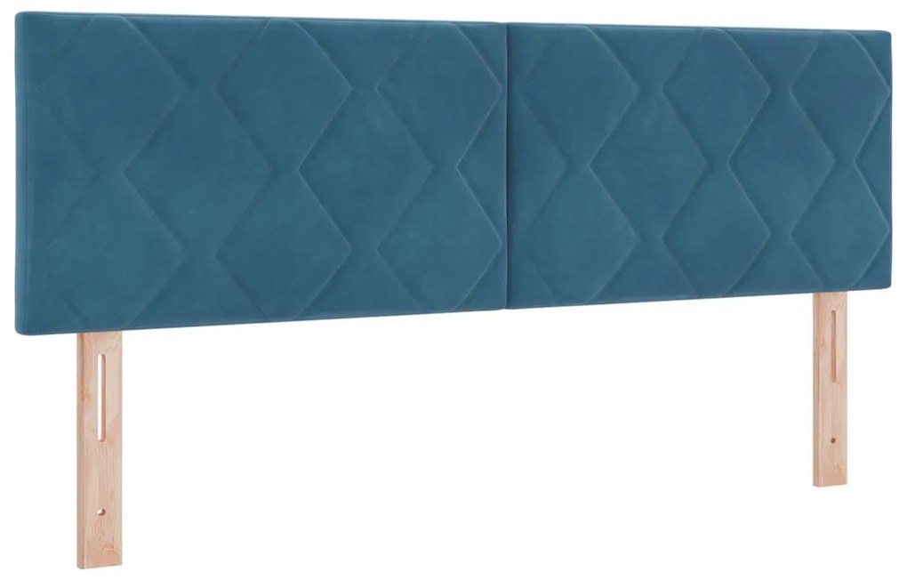 Boxspring Ágy Matrac & LED Sötétkék 140x190 cm Bársony
