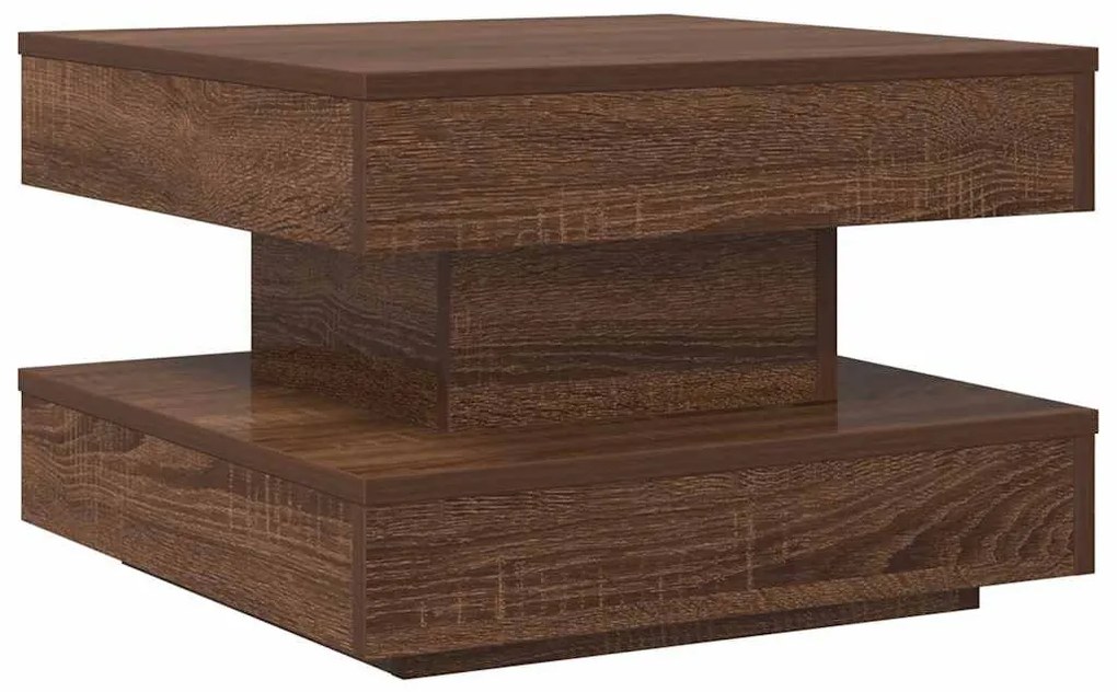 barna tölgy dohányzóasztal 360 fokban forgatható 50x50x34,5 cm