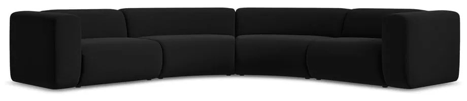 Fekete bársony sarokkanapé Ekahi – Makamii