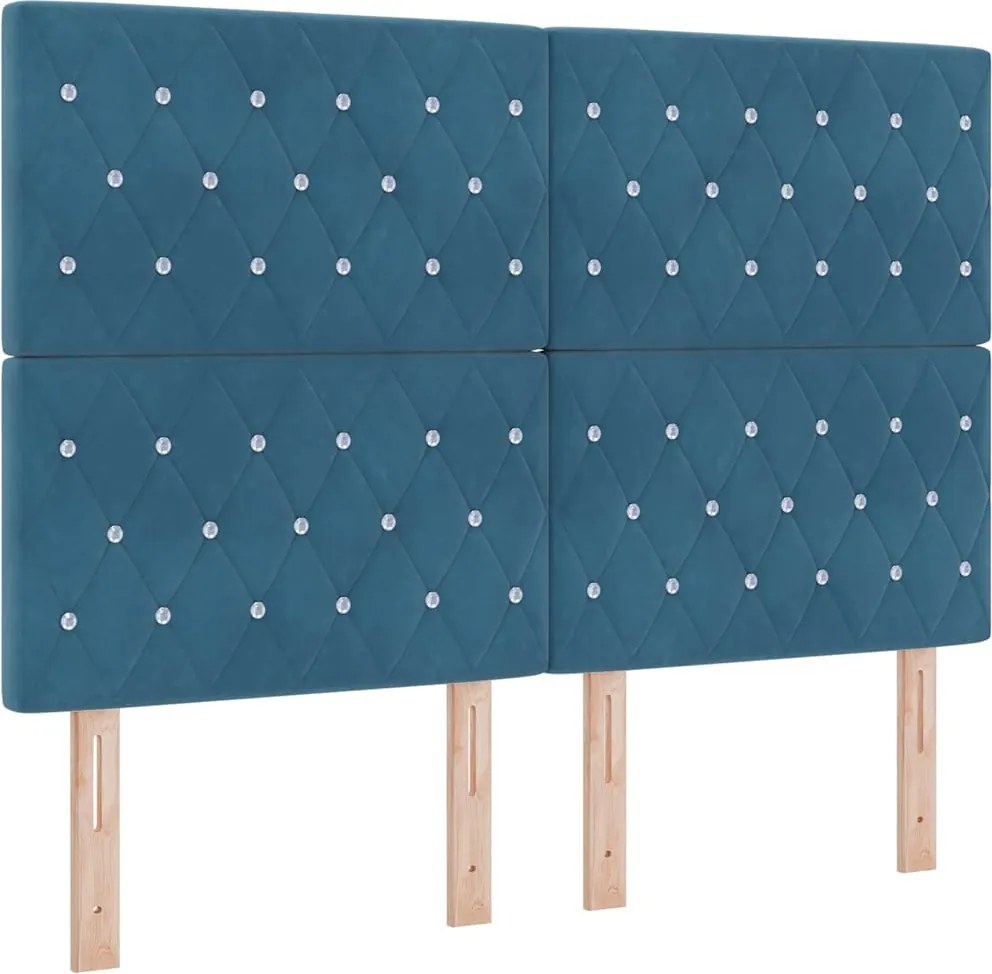 vidaXL Fejtámla Sötét kék 144 cm Bársony