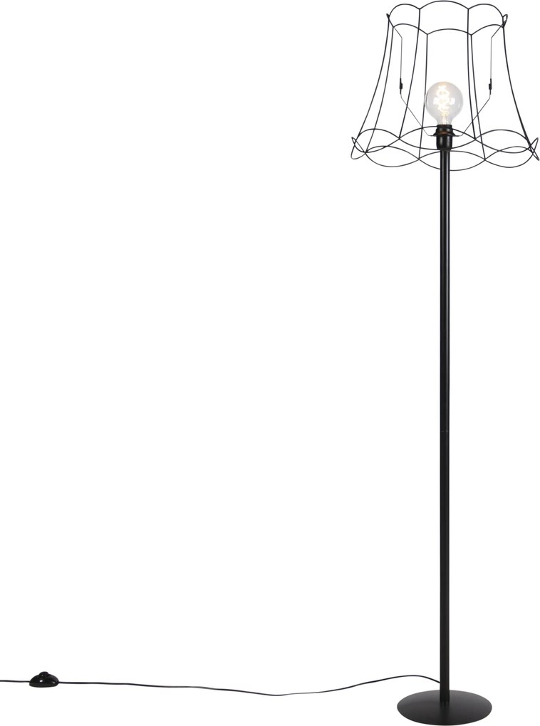 Fekete állólámpa Granny Frame árnyékolóval fekete 45 cm - Simplo