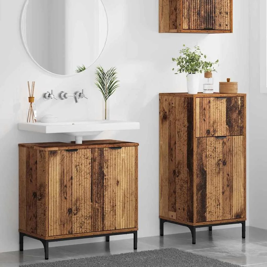 Fürdőszoba bútor szett 2 pcs Régi fa 39.5 x 36 x 88 cm Faanyag