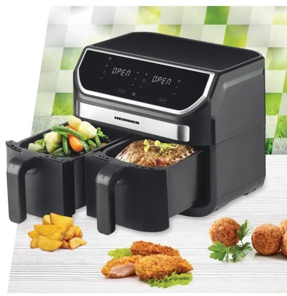 Heinner HAF-KDB1700BK - Duális forrólevegős fritőz 8,5 l 1700W/230V fekete