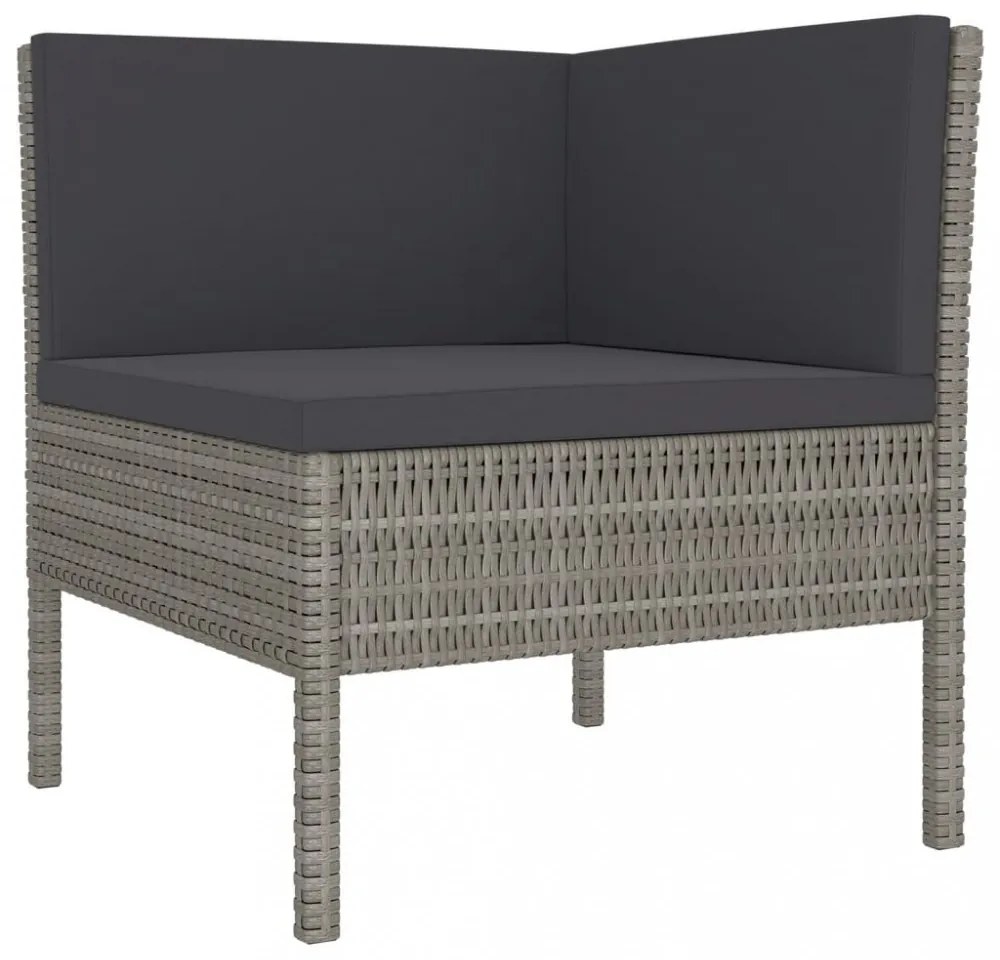 10 részes szürke polyrattan kerti ülőgarnitúra párnákkal