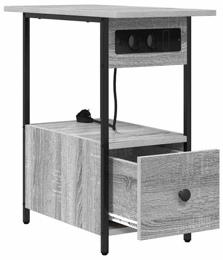 Éjjeliszekrény fiókkal Szürke sonoma 60 x 30 x 61 cm Faanyag