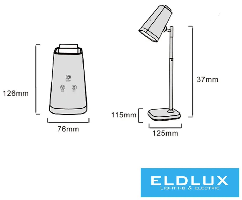 UNIVERSO Tölthető asztali-fali lámpa 5V-1500mAh 6w 310lm CCT 76x126mm Fehér