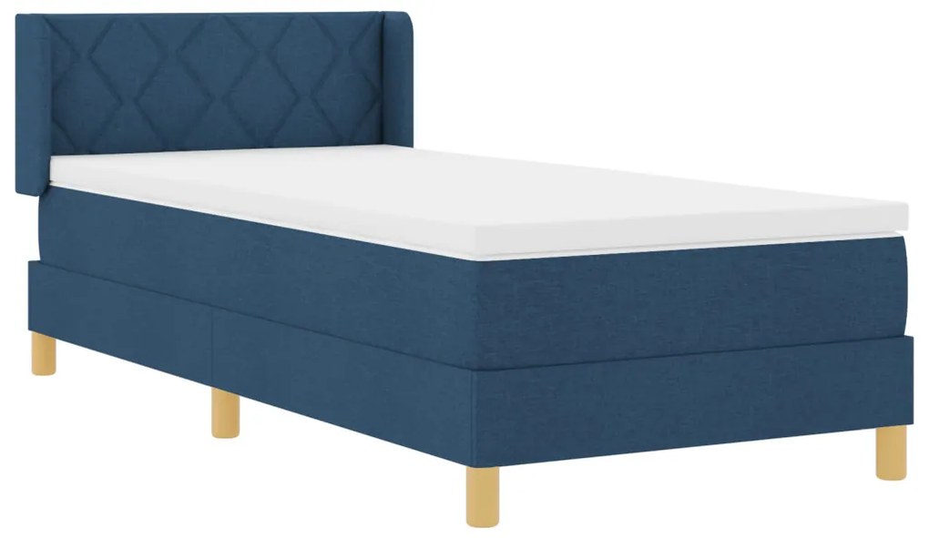 Boxspring ágy matraccal, kék színben, 100 x 200 cm, szövet