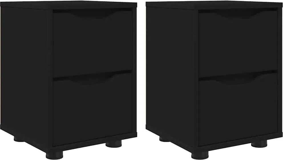 vidaXL Éjjeliszekrények fiókkal 2 pcs Fekete 30,5 x 30 x 43 cm Faanyag