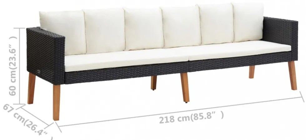 4 részes fekete polyrattan kerti ülőgarnitúra párnákkal