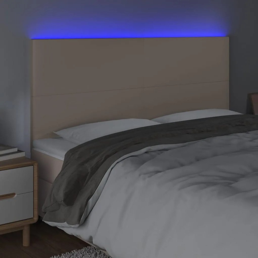 cappuccino műbőr LED-es fejtámla 180x5x118/128 cm