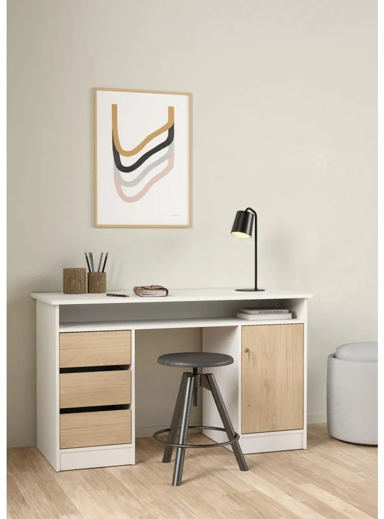 Felix V íróasztal, fehér / jackson hikorifa