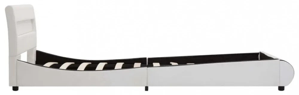 fehér LED-es műbőr ágykeret 90 x 200 cm