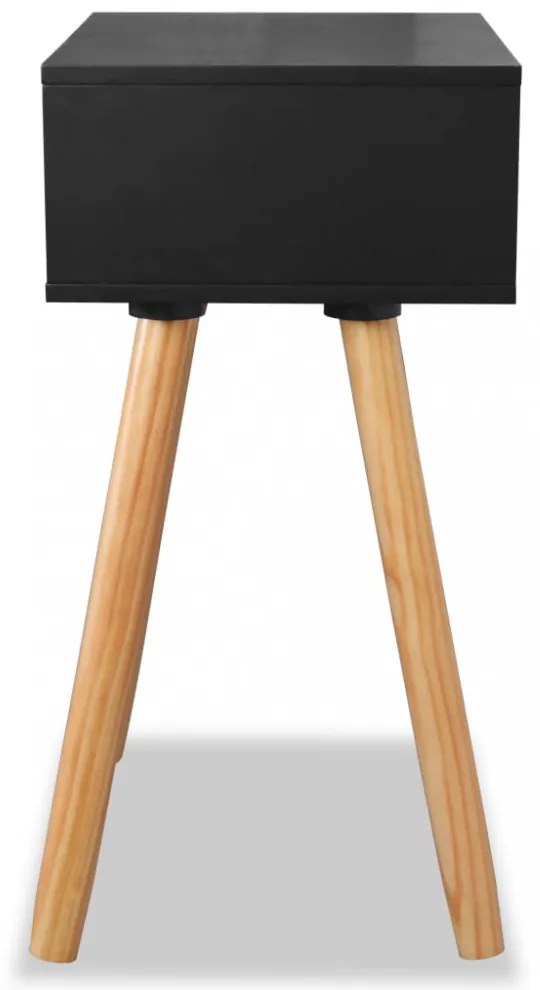 2 db fekete, tömör fenyőfa éjjeliszekrény 40 x 30 x 61 cm