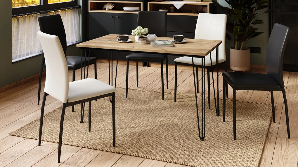 Mazzoni HAIRPIN S-120 Arany Tölgy - LOFT STÍLUSÚ ASZTAL KONYHÁBA/ÉTKEZŐBE/NAPPALIBA