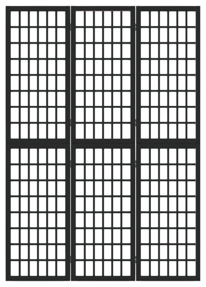 3 paneles fekete japán stílusú összecsukható paraván 120x170 cm