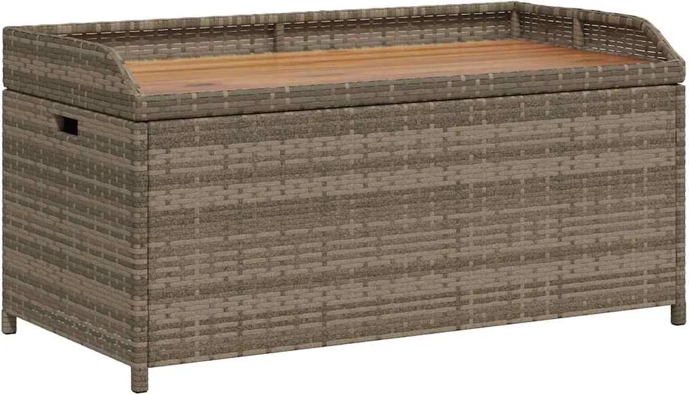 vidaXL szürke polyrattan és akácfa tárolópad 100 x 50 x 52 cm