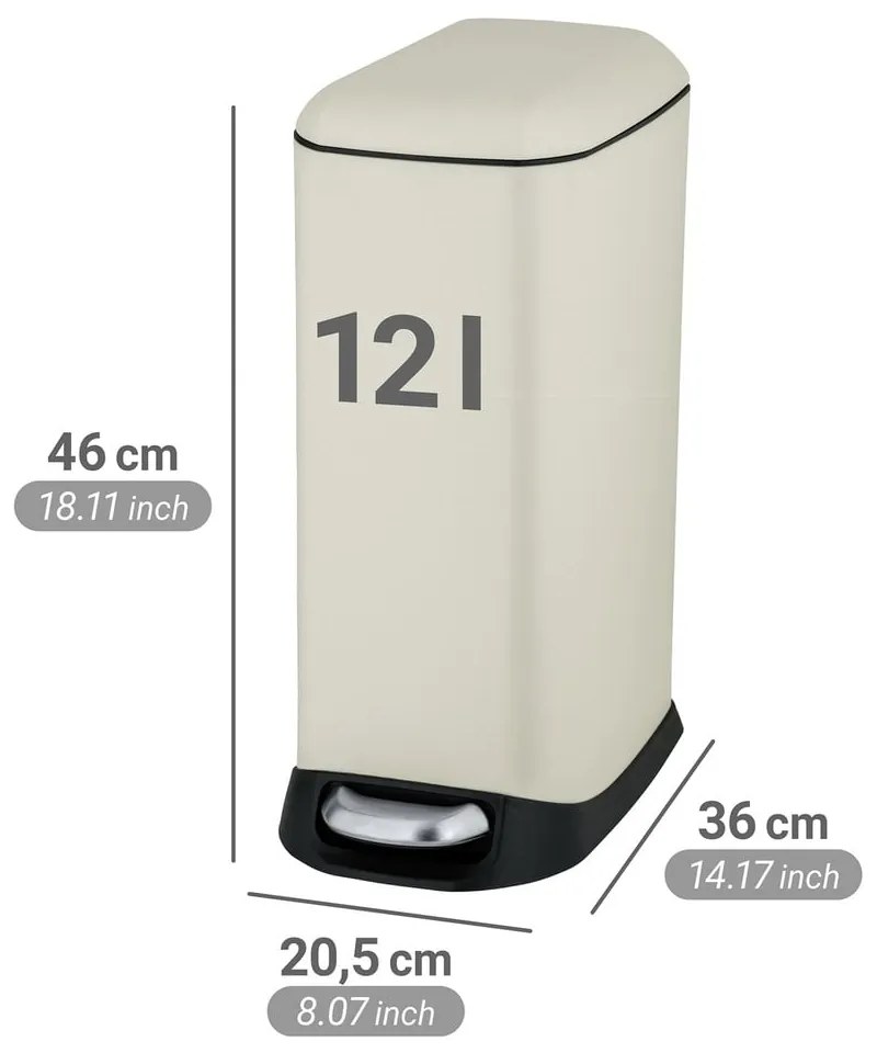 Krémszínű acél pedálos szemetes 12 l Design – Wenko