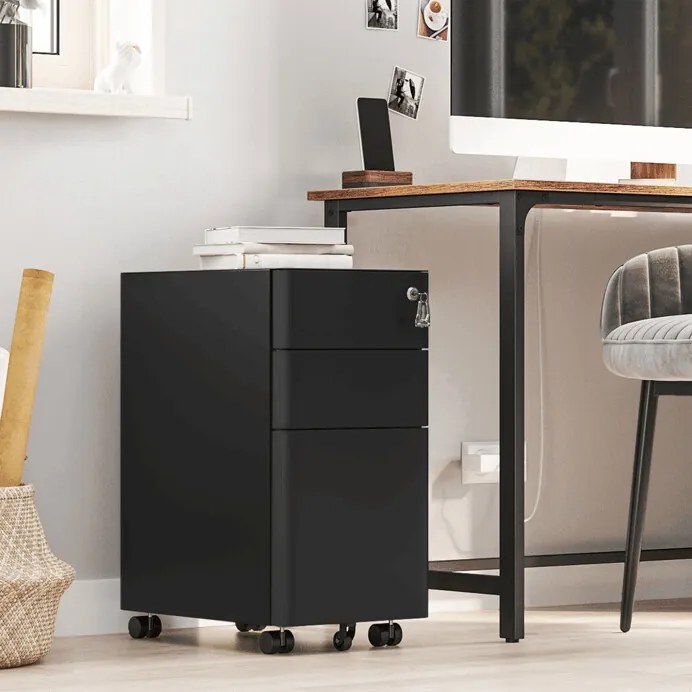 Irodai konténer 30x46x59 cm, fém, fekete, AUK-E1130 BK